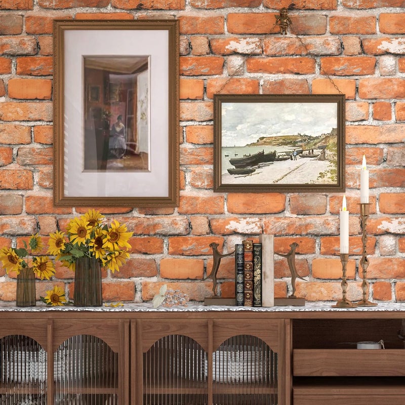 tiltil Faux Brick Peel & Stick Wallpaper - 17.7" x 197" Contact Paper for Cabinets & Fireplace - Red Brick Textured Vintage Removable Vinyl - Image 3